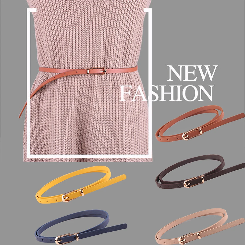 

Ремень из искусственной кожи Женский, роскошный тонкий пояс с металлической пряжкой, для платьев, брюк, повседневный декор, дизайнерский