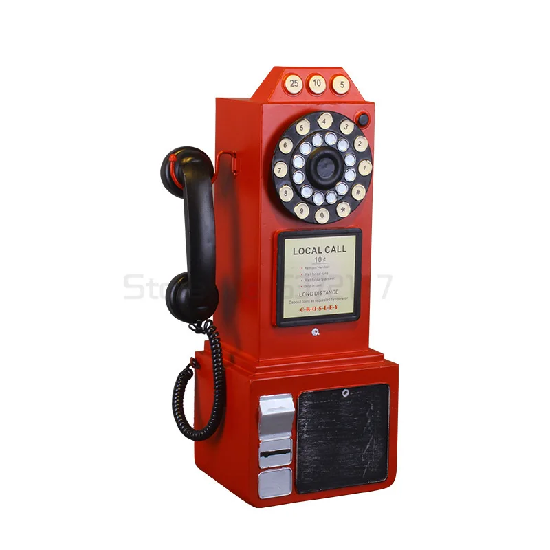 

Handmade retro make old telephone model bar cafe wall hanging creative photography props home furnishing