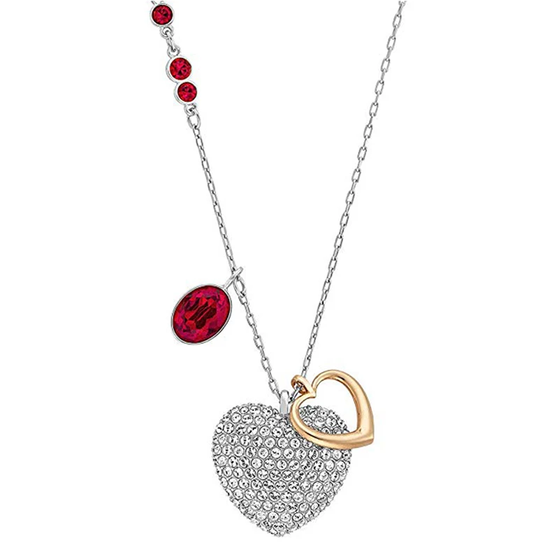 

SWA Delicate Heart-shaped Medium Pendant Lucky Guard Necklace Fashion Elegant Lady Clavicle Chain for Girlfriend Romantic Gift