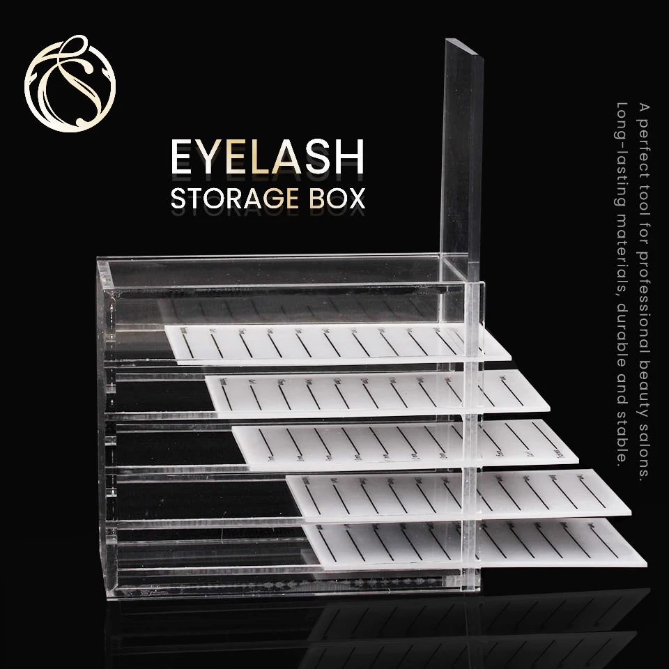 

5 Layers Eyelash Extension Storage Box Transparent Box Acrylic Pallet Lash Holder For Individual Lash Extension Display Stand