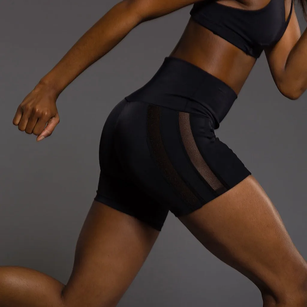 Женские однотонные черные шорты для йоги бесшовные спортзала стрейтси леггинсы