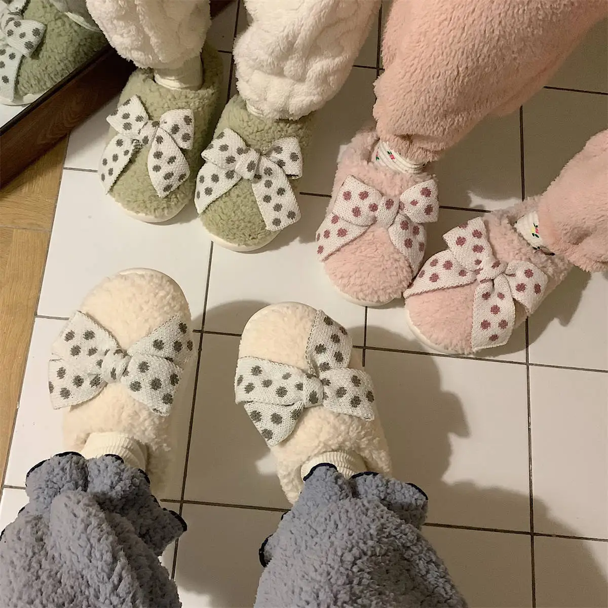 

Winter home lovely plush drag new home sweet girl heart bowknot warm moon cotton drag female