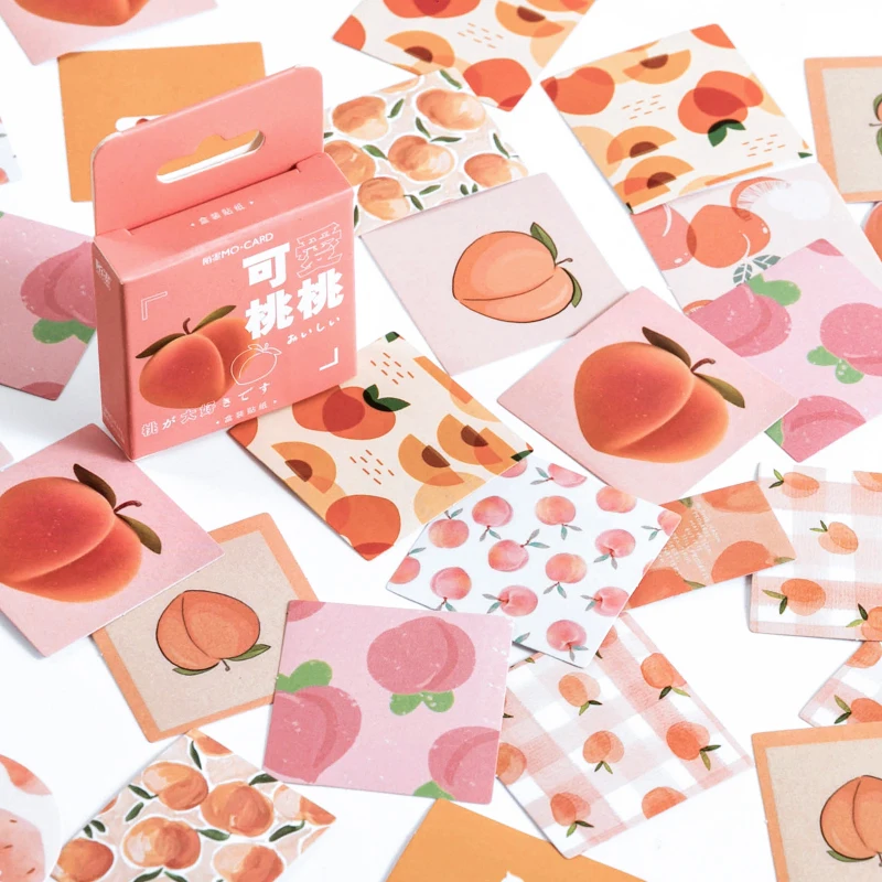

Mohamm 46Pcs Lovely Peach Series Stickers Decoration Scrapbooking Paper Creative Stationary School Supplies