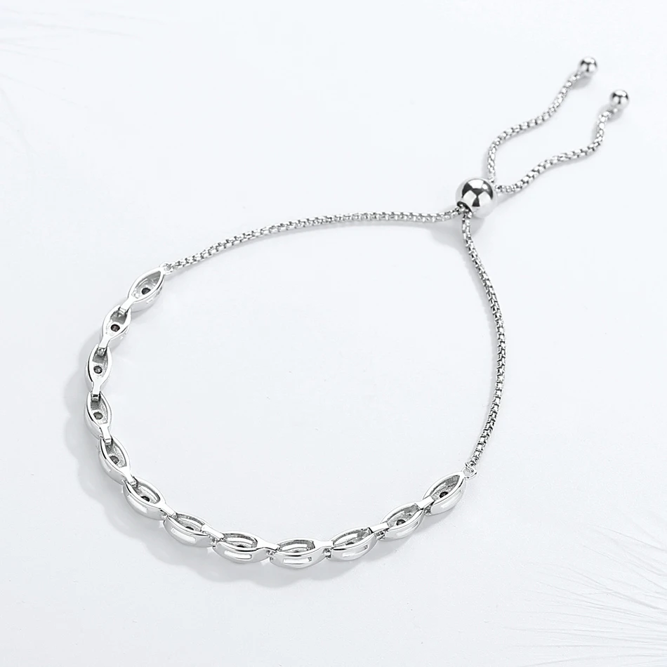 Женский браслет для тенниса TONGZHE регулируемый из стерлингового серебра 925 пробы с