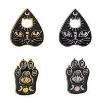 gothic style cat enamel badges lapel pins black anime brooches for women punk hijab pin decorative brooch vintage badges jewelry