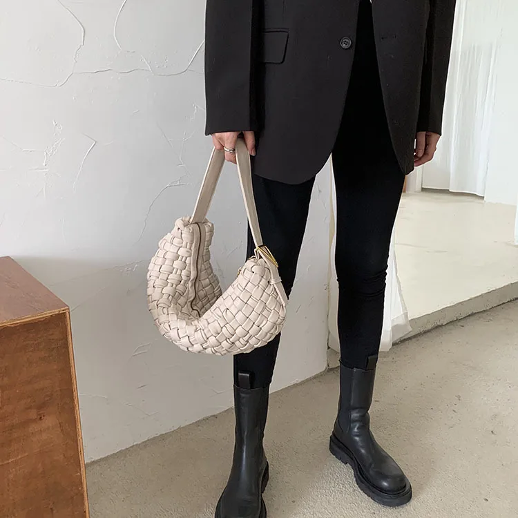 

Handmade Genuine Leather Woven Tote Bags for Women 2020 New Fashion One Shoulder Underarm Bag Ladies Purses and Handbags Bolsa