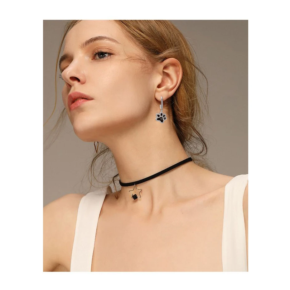 Женские серьги подвески из серебра 925 пробы с фианитами|earrings for|925 sterling silver blackdropping
