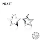 Серьги-кольца женские из серебра 925 пробы, с полой звездой