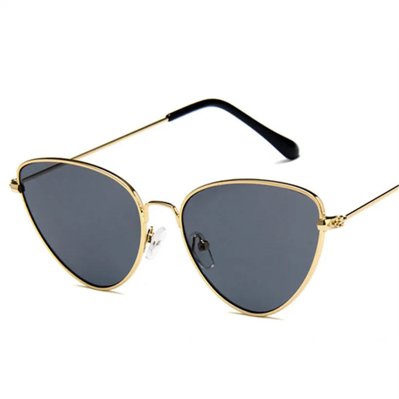

2021 Vintage Brand designer mirror Cat Eye Sunglasses Women Metal flat lens Retro Sun Glasses Female oculos de sol