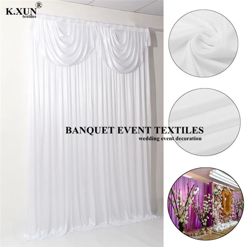 White Sheer Ice Silk Wedding Backdrop Curtain Stage Background Silk Drape Event Party Curtain