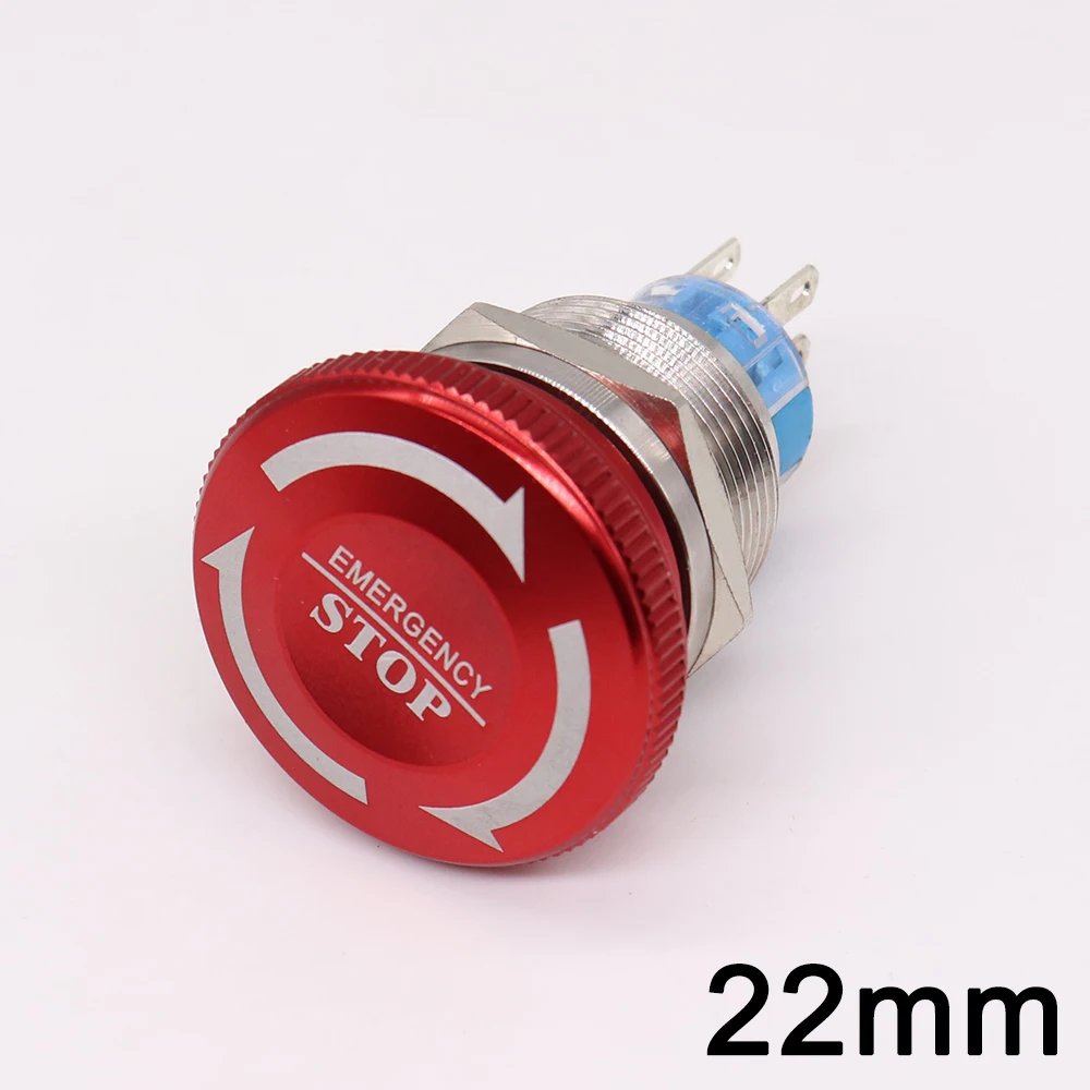 Кнопка аварийной остановки, 19 мм, 22 мм, самоблокирующаяся, 1NO1NC, 2NO2NC, металлическая, из нержавеющей стали