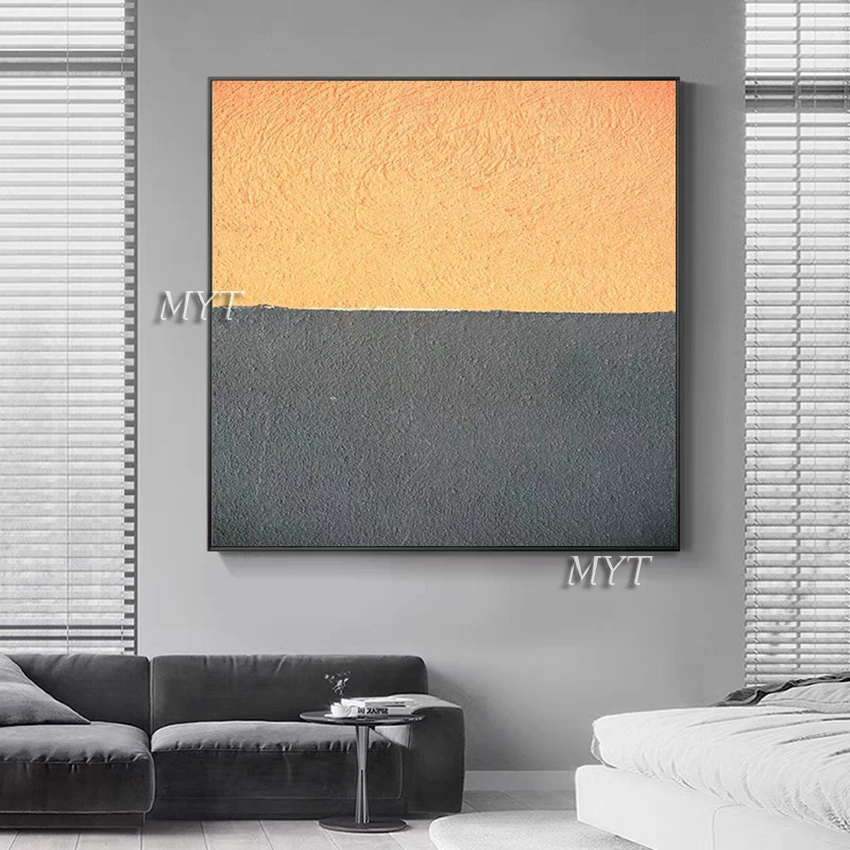 

Настенная картина для виллы большого размера, абстрактная текстурированная масляная живопись, без рамки, настенное украшение на холсте для входа в гостиницу