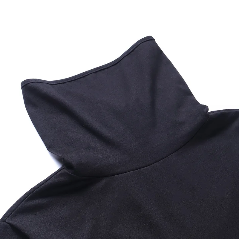 

Women solid Jumpsuit high collar mask Bodycon Female Playsuit Romper 2020 Fall Clothes Streetwear Black personality