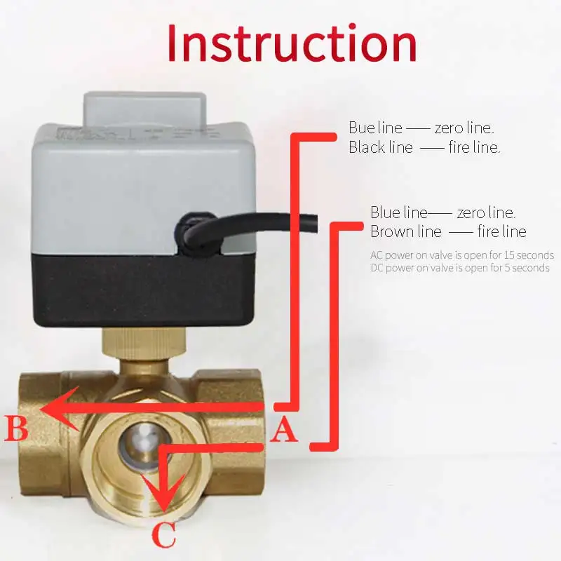

2021 AC220V 3-way electric motorized ball valve three wires two controls for air conditioning