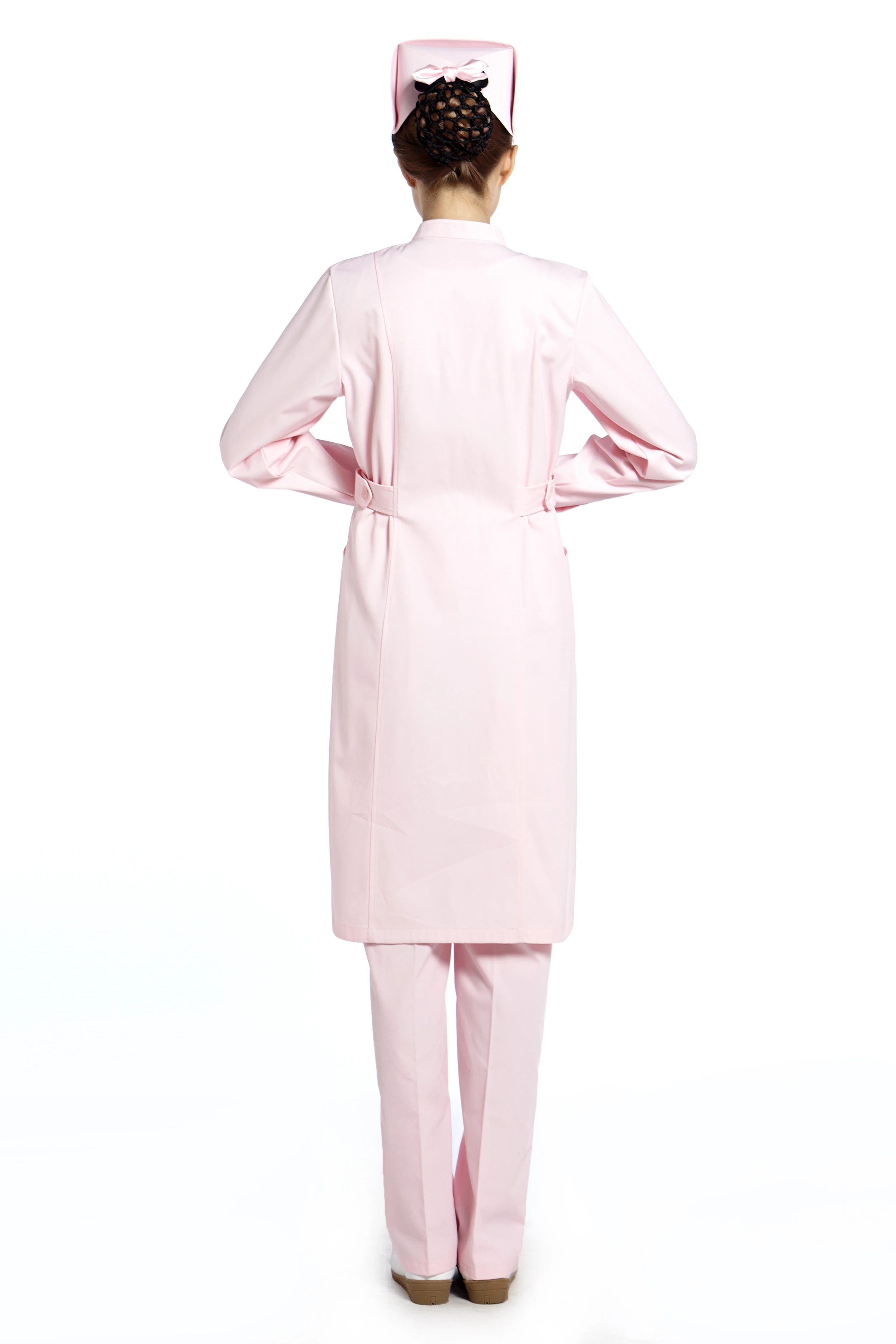 Женская униформа медсестры розовая с длинным рукавом Аптечная форма для