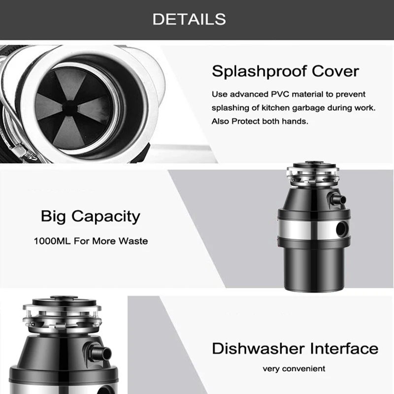 370 измельчитель Кухонных Отходов пищевых отходов из нержавеющей стали кухонная
