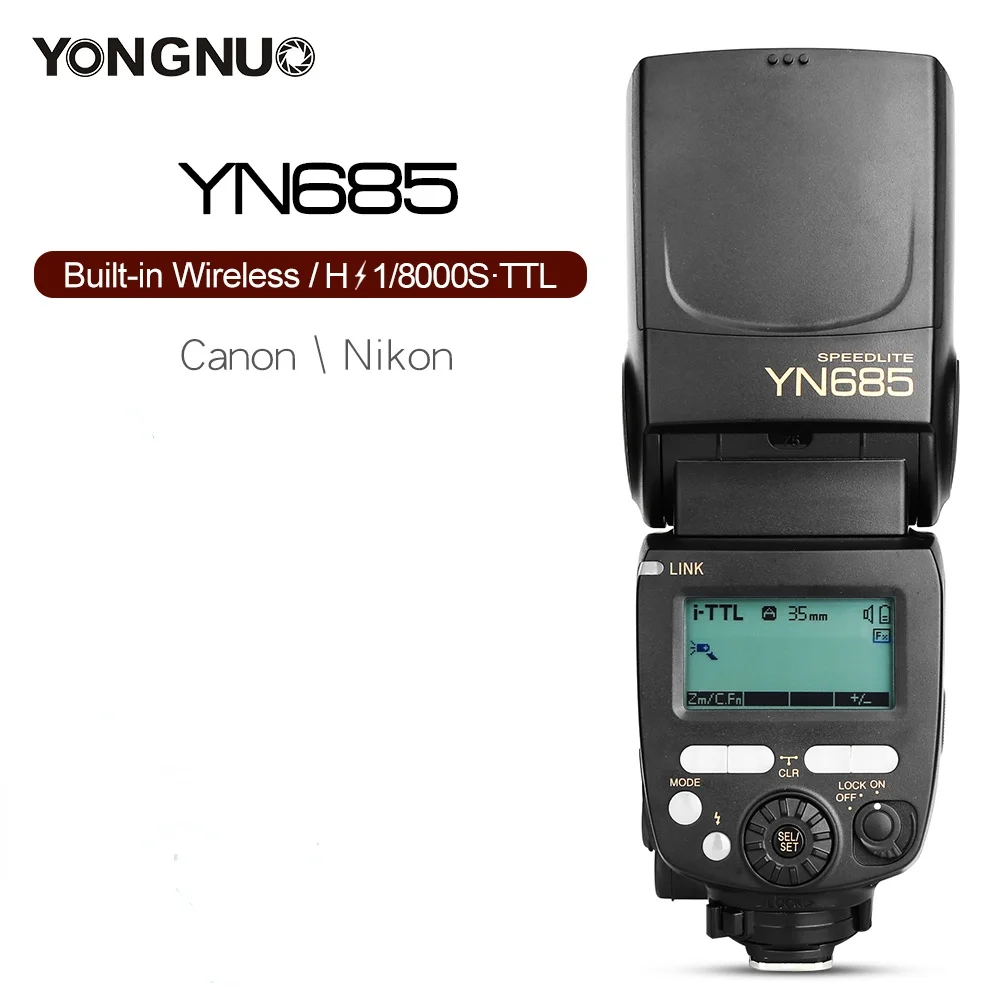 

Вспышка YONGNUO YN685, YN685C, YN685N, беспроводная, 2,4G, TTL, для Canon, Nikon, YN560IV, YN560-TX, RF605, RF603 II