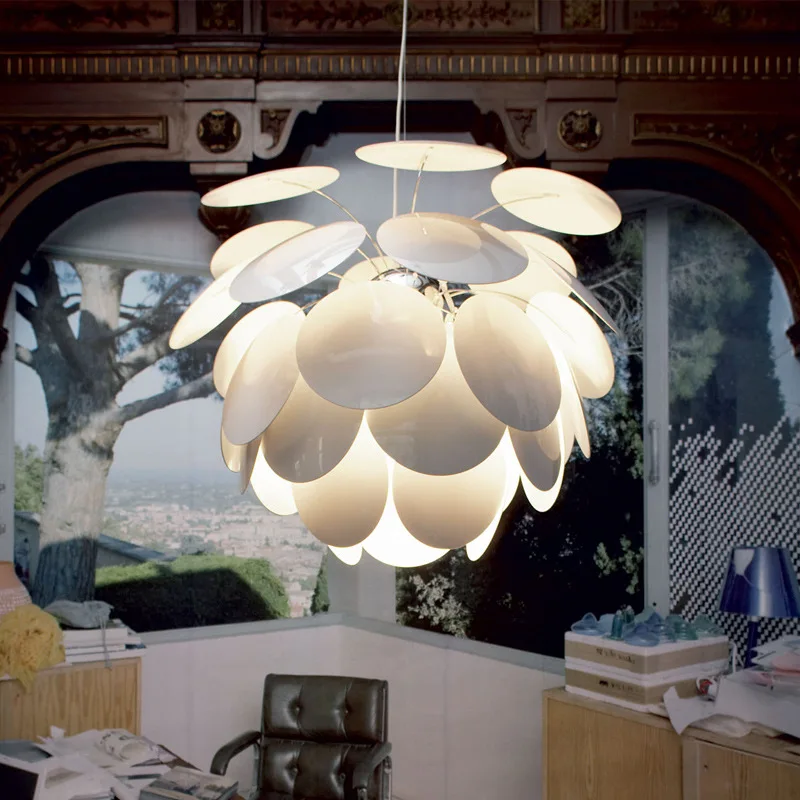 

Discoco A pendant lights Danish Designer white pendant light Creative LED Decor Iron pine cone lamp Bedroom home deco lamp