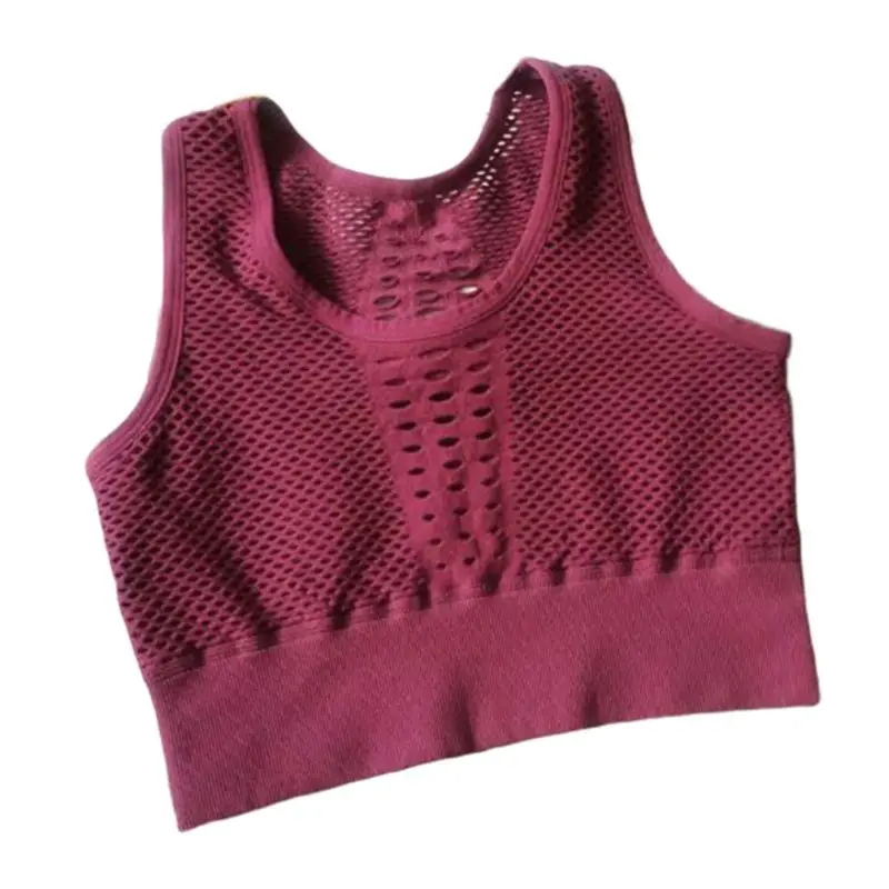 

Women Seamless Sports Bra Hollow Out Mesh Padded Push Up Workout Yoga Crop Top X3UE
