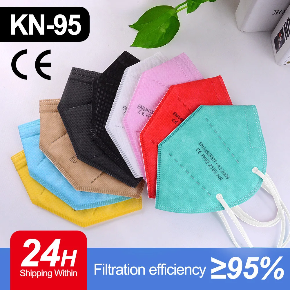 

10-100pcs Mascarilla FFP2 KN95 Mouth Mask 5 Layers Anti-droplets 9 colors Protective KN95 Face Masks Reusable Filter ffp2mask CE