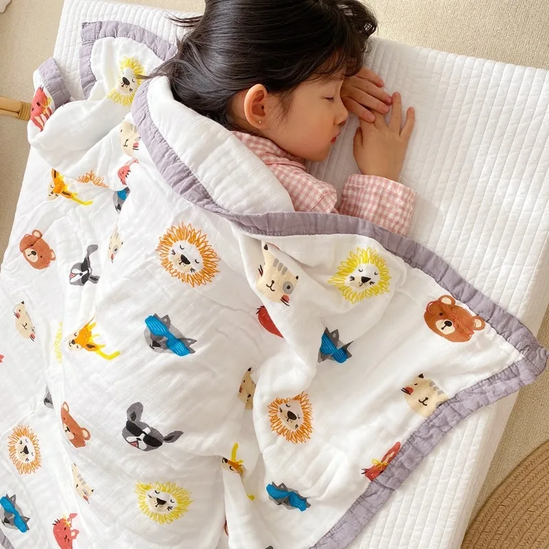 

8 layers gauze bamboo fiber child blanket fresh kindergarten Breathable cotton blanket Summer Air Conditioner Quilt