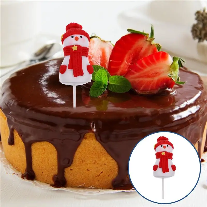 

6pcs Christmas Polymer Clay Cake Topper Lovely Cartoon Figurine Decorations