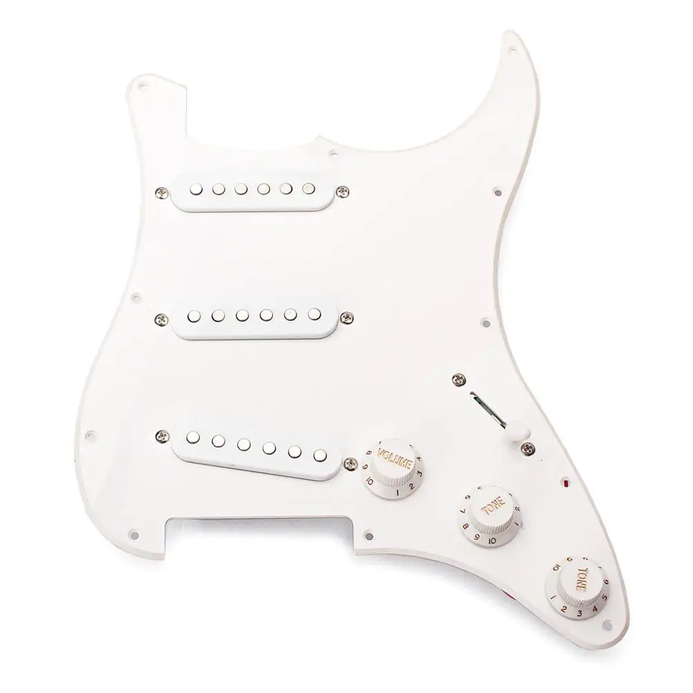 

White Pearl SSS Loaded Prewired Pickguard scratchplate Circuit Assembly For Electric Guitar with SSS BlacK pickup