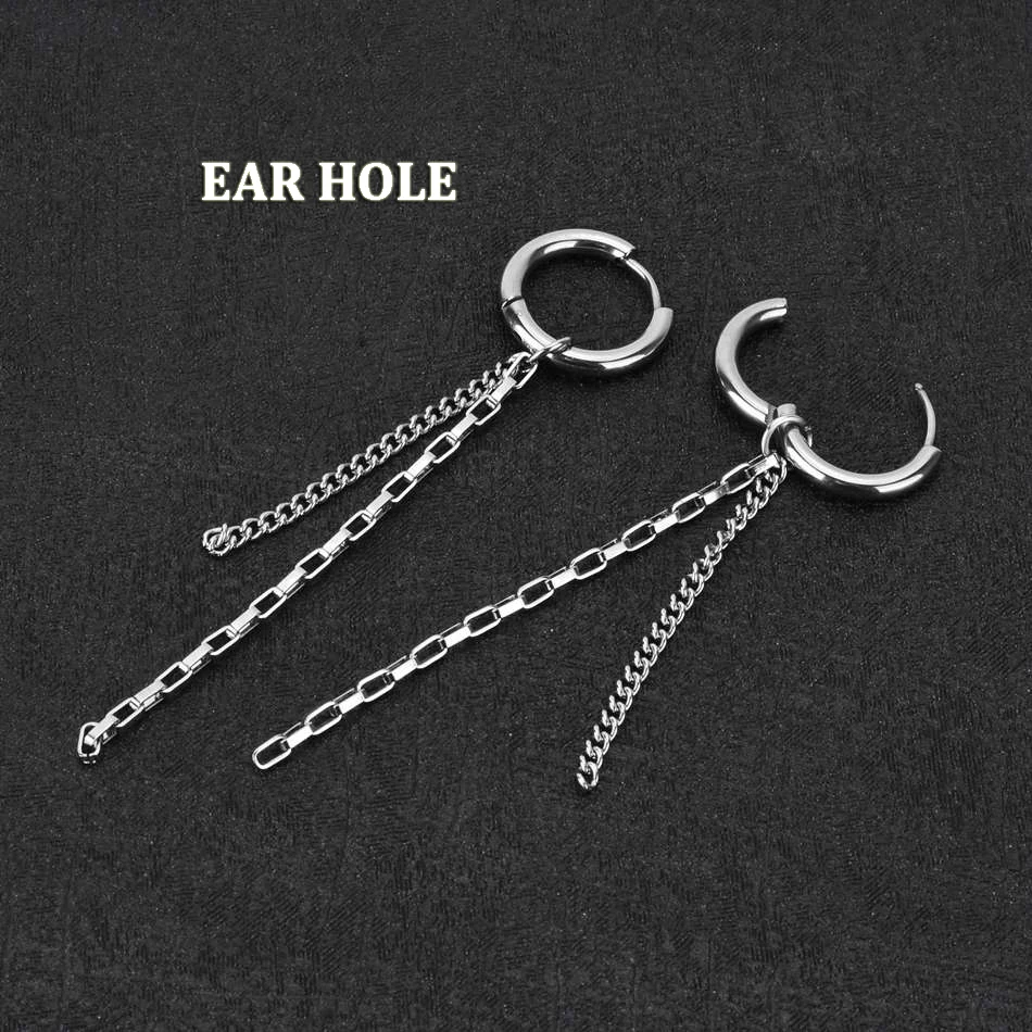 WOWTIGER НОВАЯ ЦЕПОЧКА из нержавеющей стали с кисточкой клипсовые серьги для мужчин