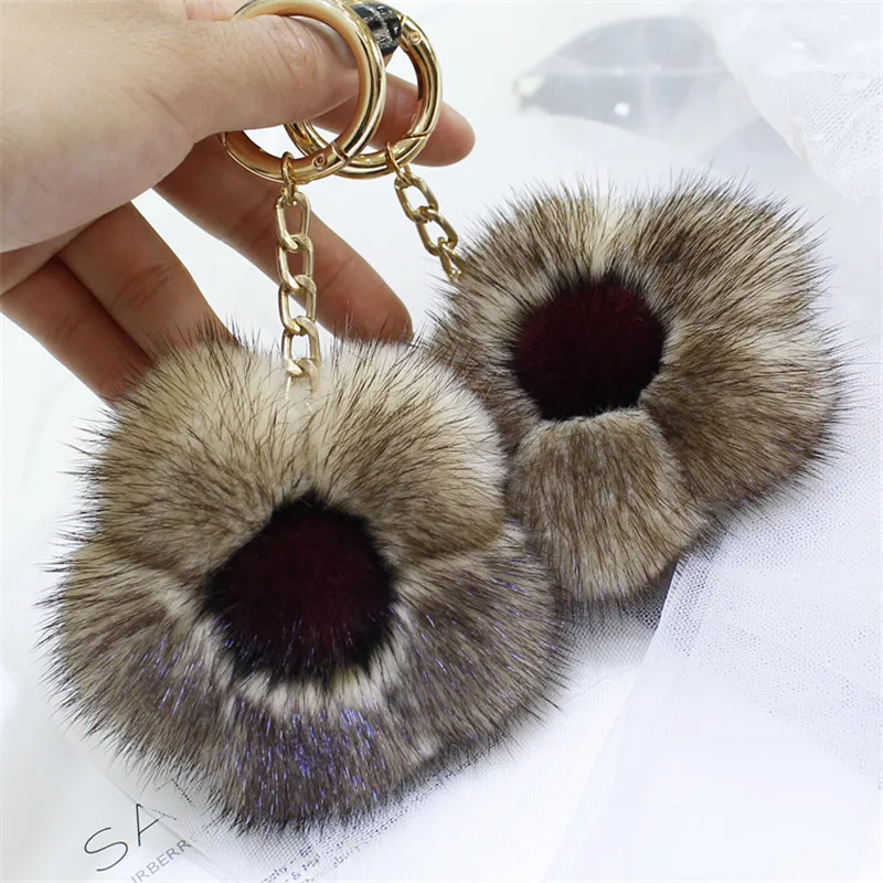 Женская мягкая сумка из норки подвеска 10 см в виде подсолнуха искусственный мех