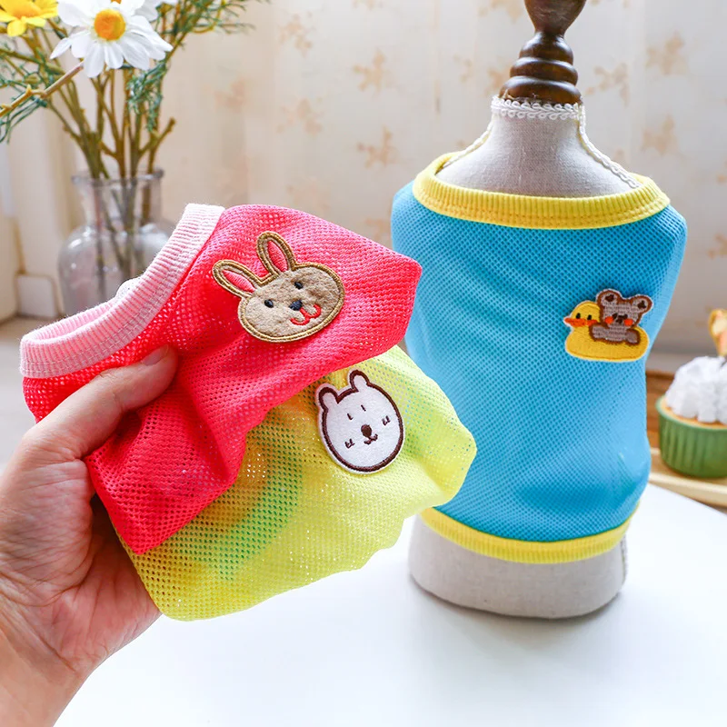 

Cartoon Animal Dog Clothes Pet Summer Thin Cool Mesh Vest for Dogs Two-legged T-shirt Small Puppy Fashion Clothing Blue Boy Ropa