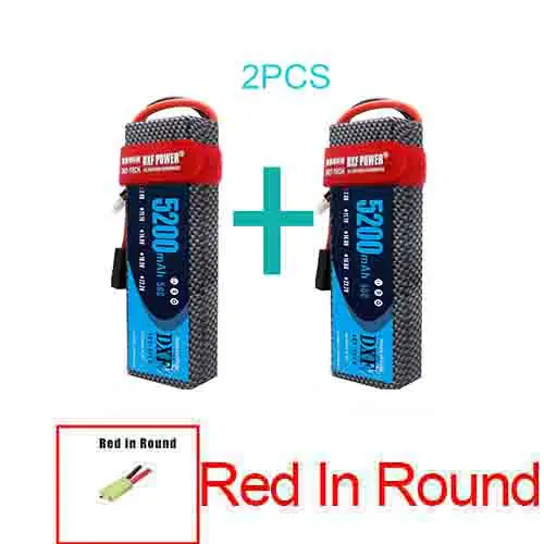 Аккумулятор DXF 7,4 V 22,2 V 6S 2S 5200mah 6000mAh 50C Burst 100C для радиоуправляемого автомобиля квадрокоптера вертолета самолета - Цвет: 2PCS5200HARDRED