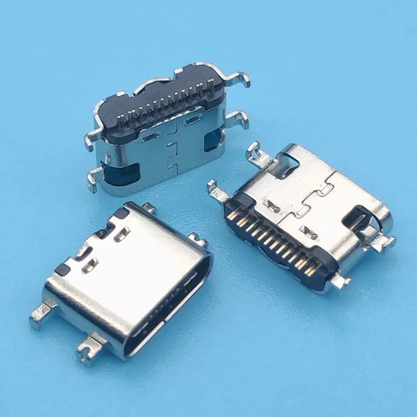 Фото 100 шт./лот Micro Usb Jack 3 1 Type C 16Pin Smd 90 градусов гнездовой разъем для Мобильный телефон