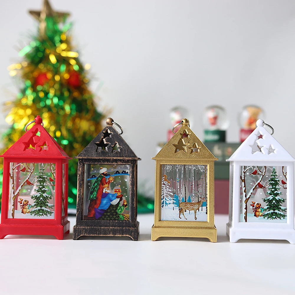 

Christmas Luminous Cabin Christmas Wooden House Glittery Lights Battery Powered Home Decoration Fairy Night Lamp Pendant Gifts