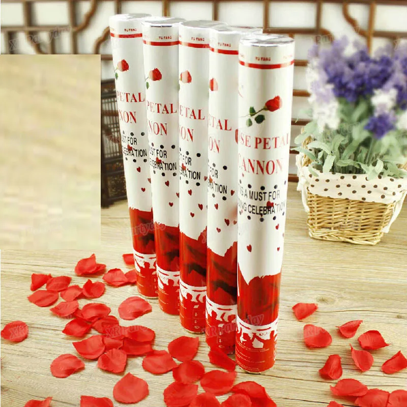 

5pcs Party Supplies Rose Petal Tube Birthday Wedding Celebration Air Compression 40cm Length Easter