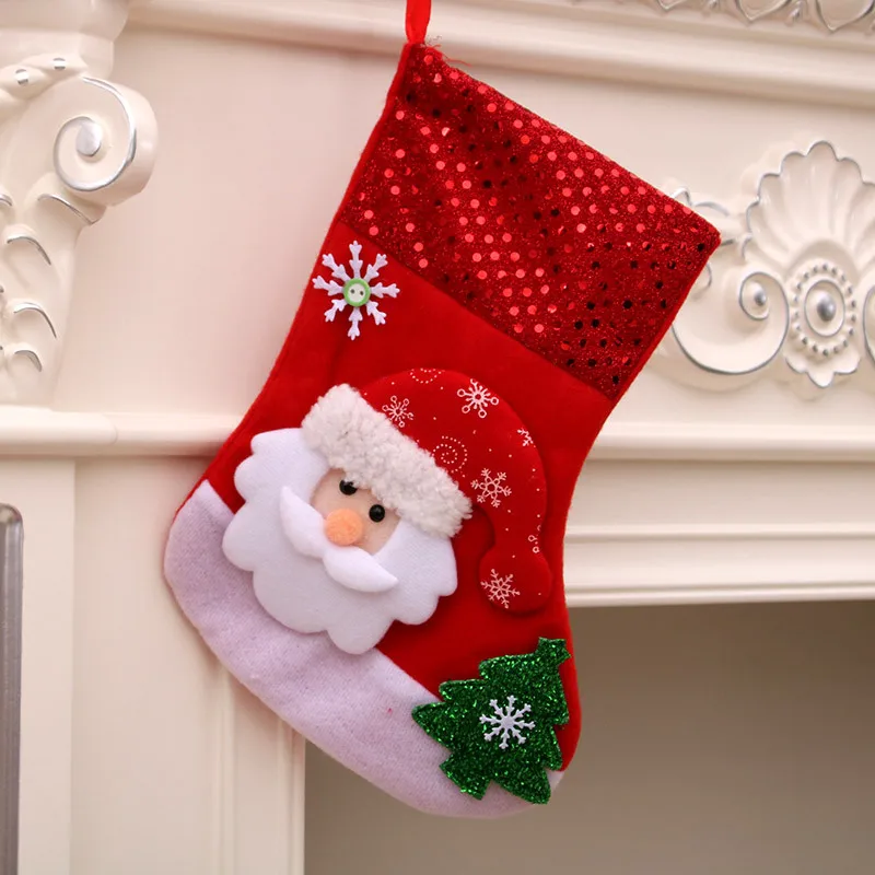 F Santa Claus Горячий рождественский подарок Новогодний носок для подарков Санта-Клаус рождественские елочные игрушки Рождественские Чулки s конфеты подарочная сумка Navidad - Цвет: F Santa Claus