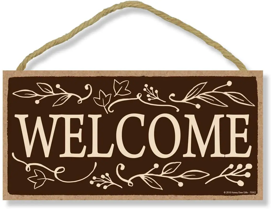 

Добро пожаловать в качестве подарка Honey Dew, подвесные знаки 5 дюймов на 10 дюймов, настенное искусство, декоративный деревянный знак, Осенние з...
