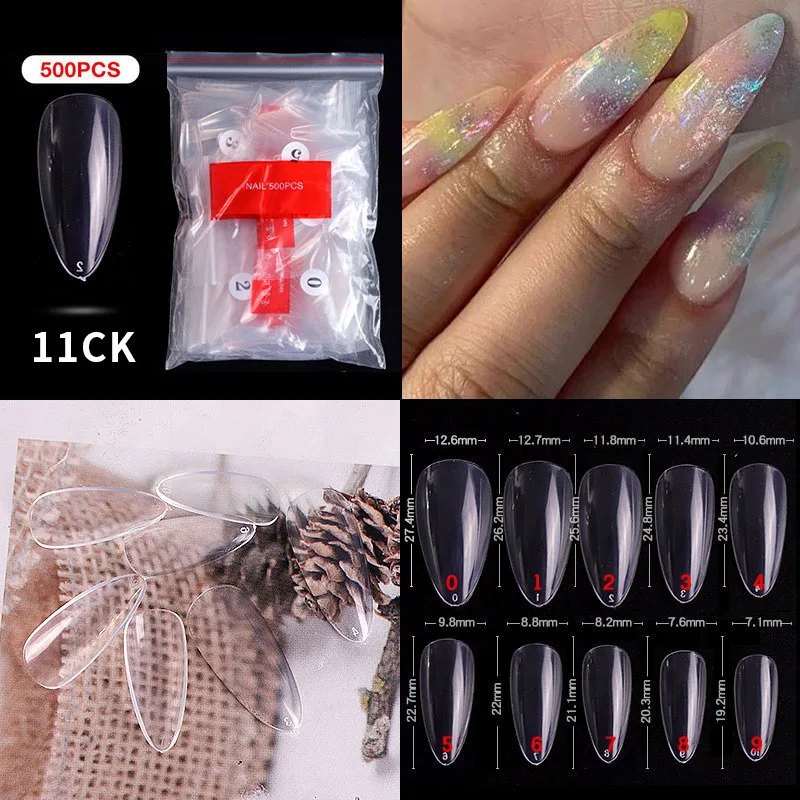 

500pcs False Nail Art Tips French Natural Transparent Coffin False Nails Tips Acrylic UV Gel Nail Polish Manicure