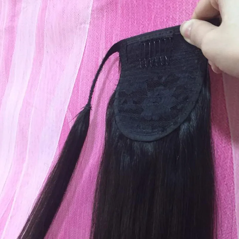 

Bouncing Ponytail Human Hair Machine Remy Straight European Ponytail Hairstyles 100g 100% Natural Hair Clip in Extensions