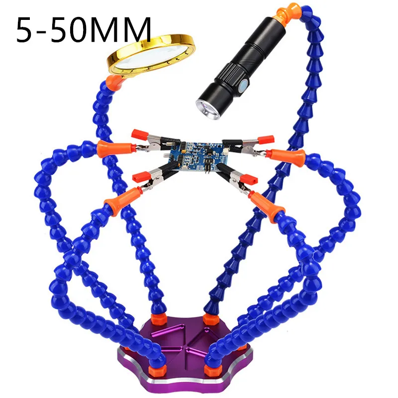 6 Claw Magnifier 2/3/5/6 коготь гибким ручкам 3rd ручная паяльная станция PCB Настольный держатель зажим базовый набор инструментов для 5-50 мм толщиной столешница - Цвет: 6 Claw Magnifier
