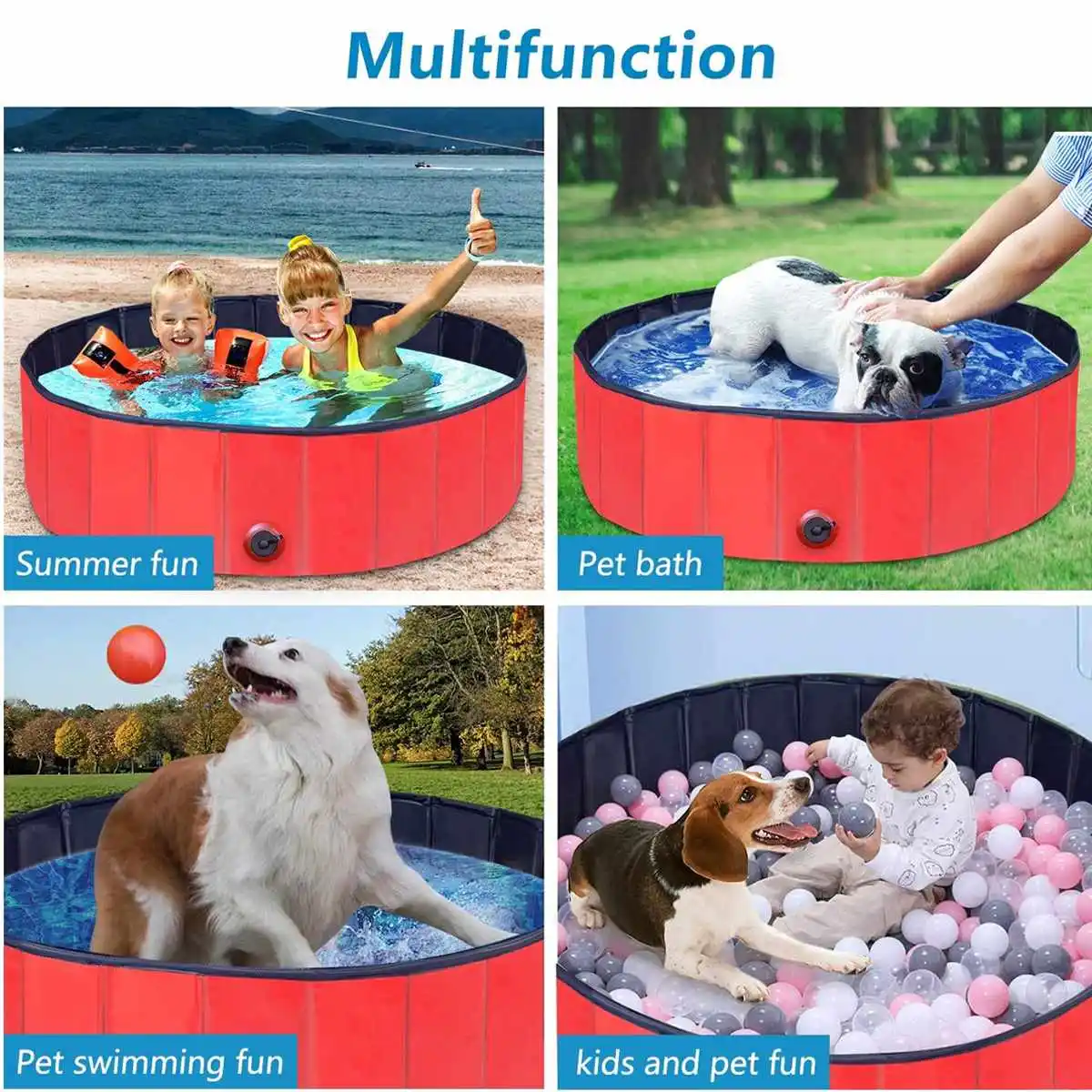 

Dog Pool Foldable Swimming Pool Pet Cat Bathing Tub Bathtub Pet Collapsible Bathing Pool for Dogs Cats Kids Swimming Pools
