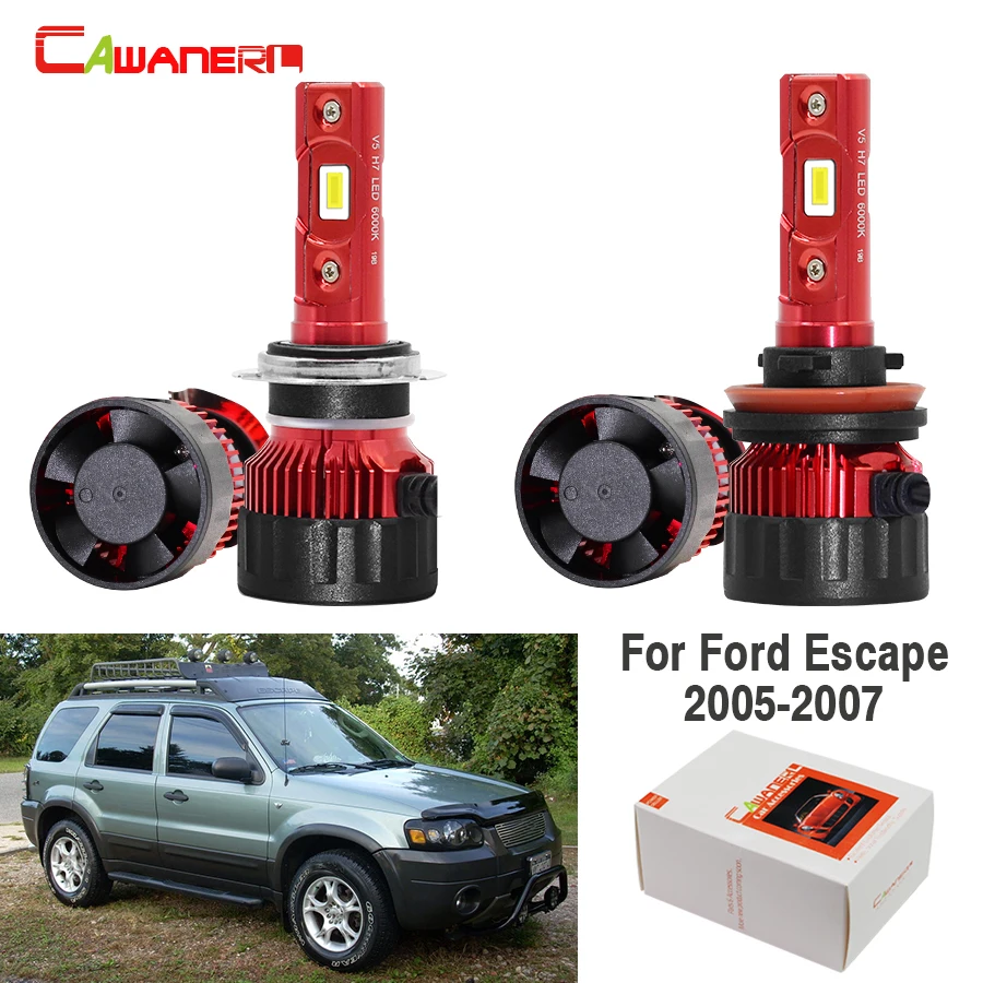 

Cawanerl 4 X Car LED Headlight Bulb High Low Beam 9000LM White 60W 12V For Ford Escape 2005 2006 2007
