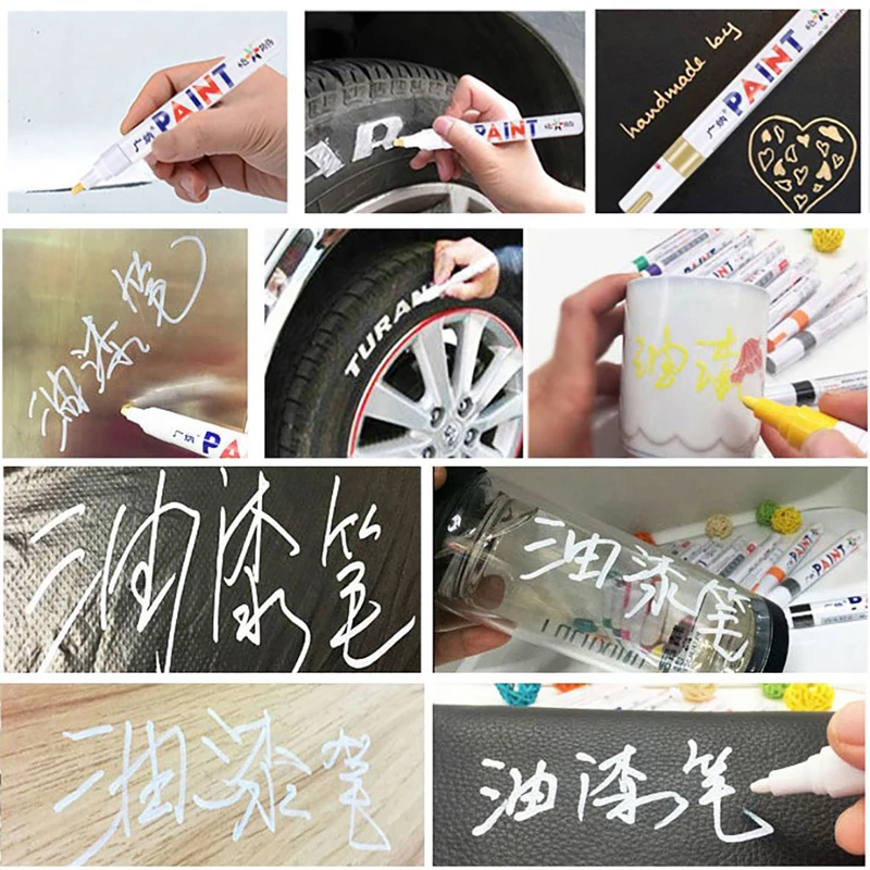 

12Pcs/lot ABS Marker Pen Colorful Waterproof Pen Car Tyre Tire Metal Permanent Paint Markers 13.2cm
