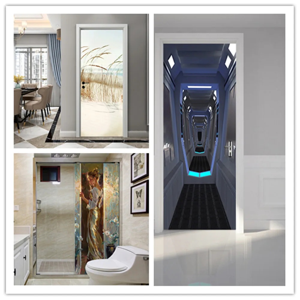 

Luxury Door Stickers Renovate House Decor Wallpapers Self-Adhesive PVC Remove Poster Home Decor Bedroom Bathroom 3D Door Sticker