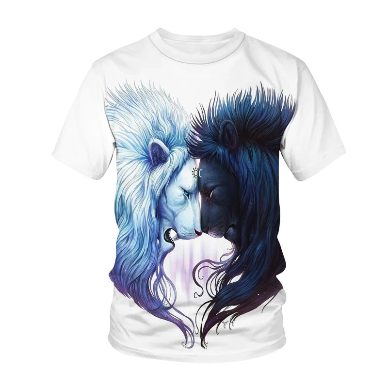

2021 summer new hip-hop T-shirt men and women printing animal lion 3DT shirt shirt short-sleeved trendy personality collar T-shi