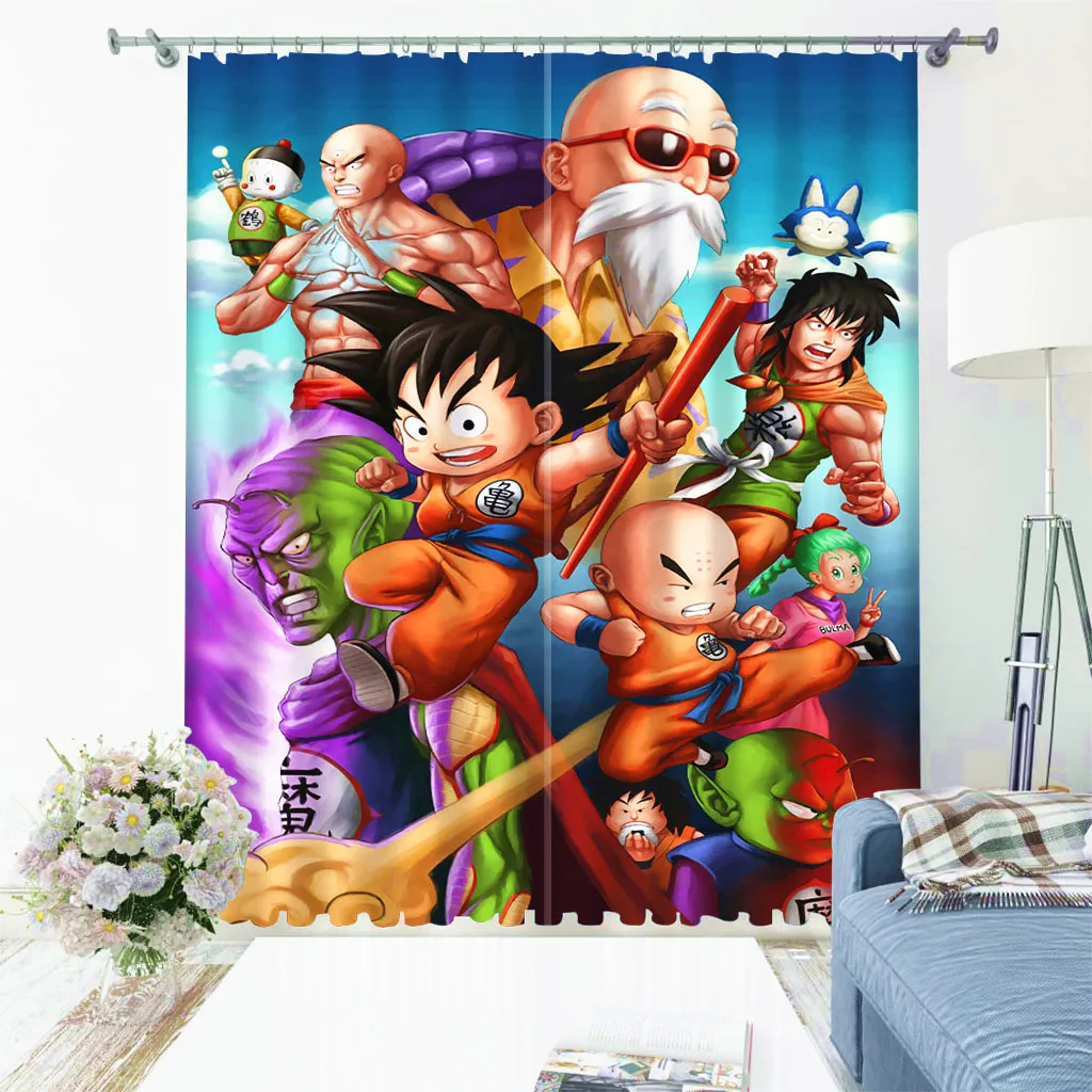 Аниме Жемчуг дракона Z 2 панелей/идут в комплекте оконные шторы блокировать ткань