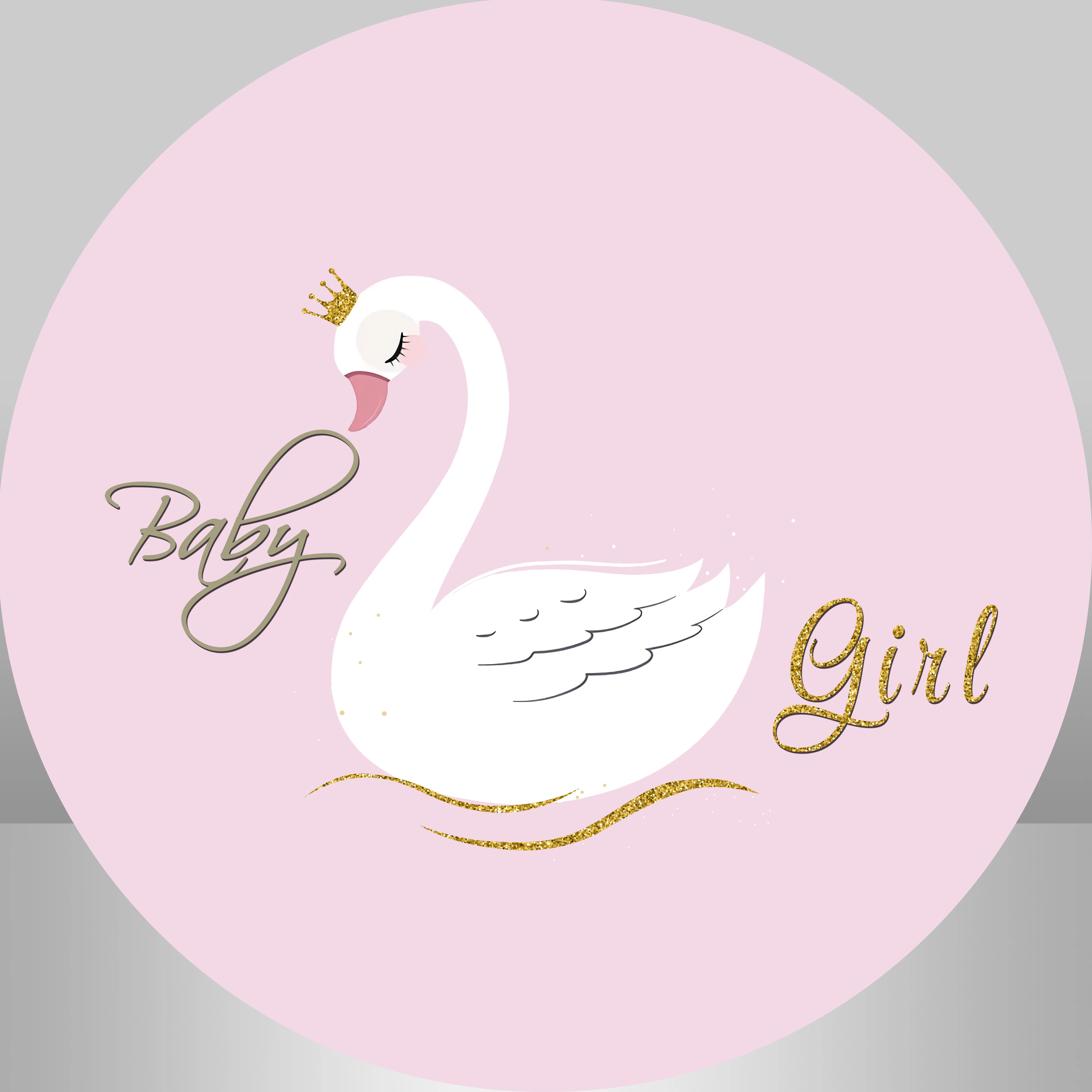 

Swan Round backdrop cover Birthday Party Baby shower Girl Pink Dessert Cake Decoration Circle Banner