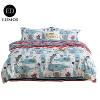 ed lumos children bedding set 3 pieces ocean dolphin bottle cartoon duvet cover flat sheet pillowcase for bed single size cotton