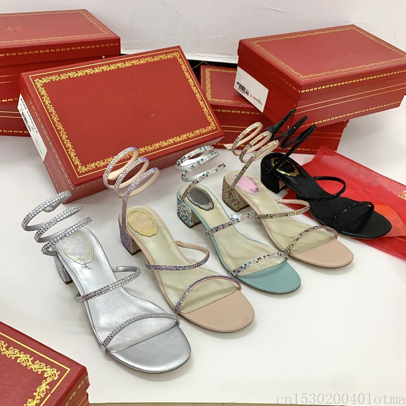 

Luxury Crystal Sneak Women High Heels Pumps Chunky High Heels Beach Sandals Women