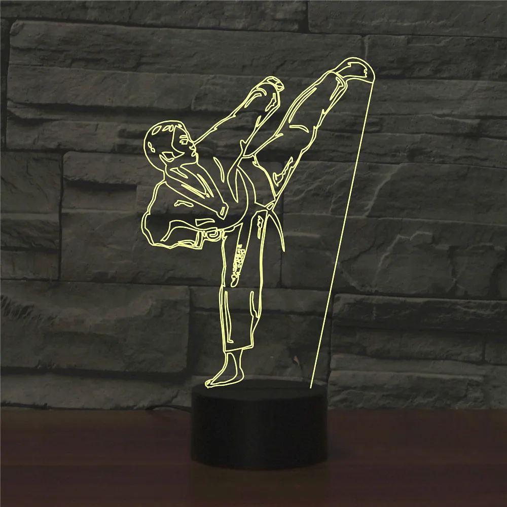 3D LED Night Light Remote Touch Table Desk Lamp Taekwondo Boys Gift Home Bedroom Decoration | Лампы и освещение