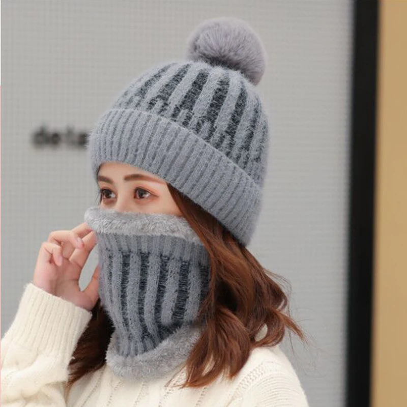 Женская Теплая Шапка бини зимние шапки для верховой езды зимняя женская вязаная